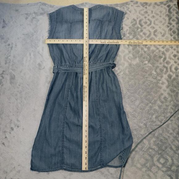 Chico's Blue Denim Fringe Dress Medium Wash SZ 0 EUC Belt A-line Short - Picture 6 of 10